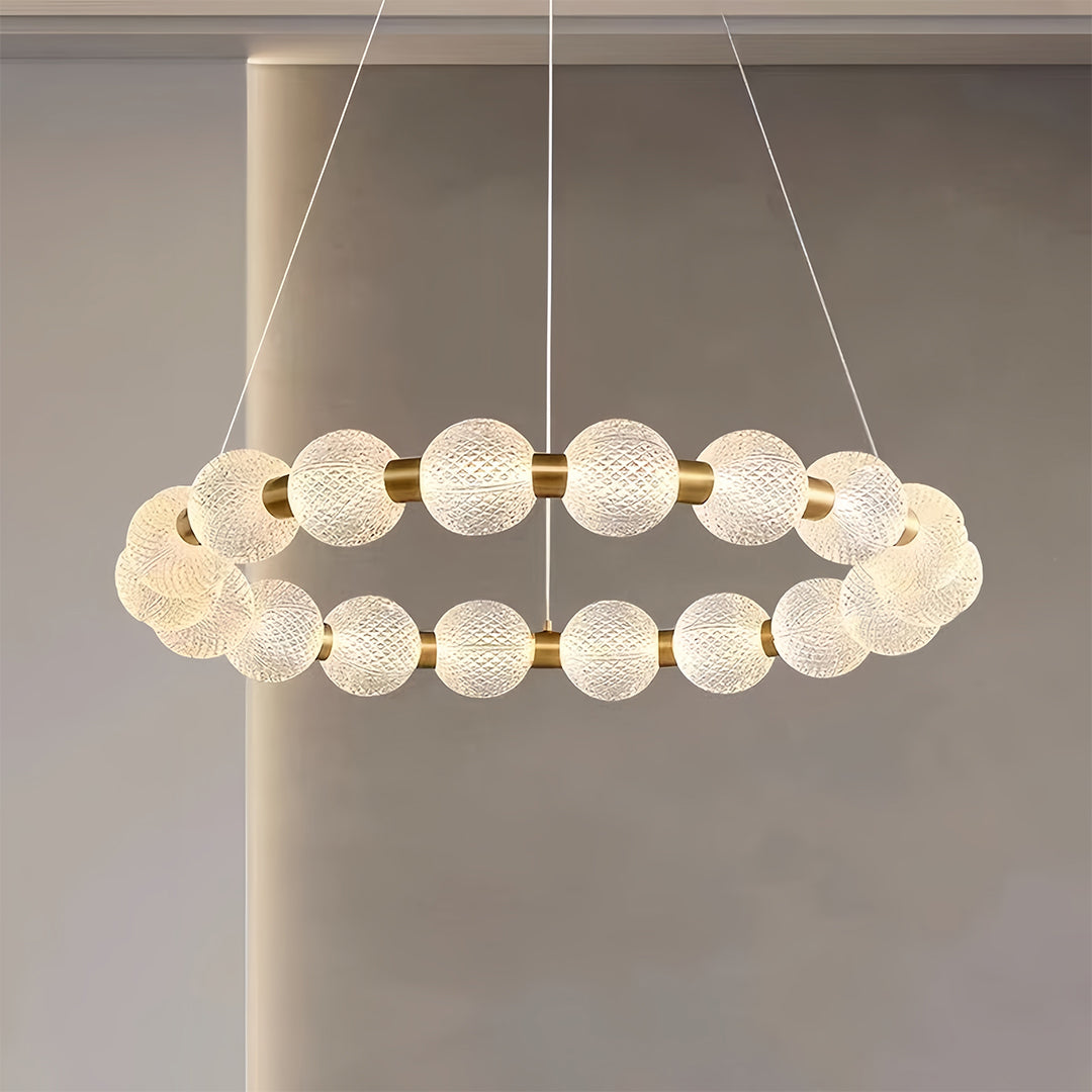 Glass Shade Chandelier Round Minimalist Luxury Island Ceiling Light
