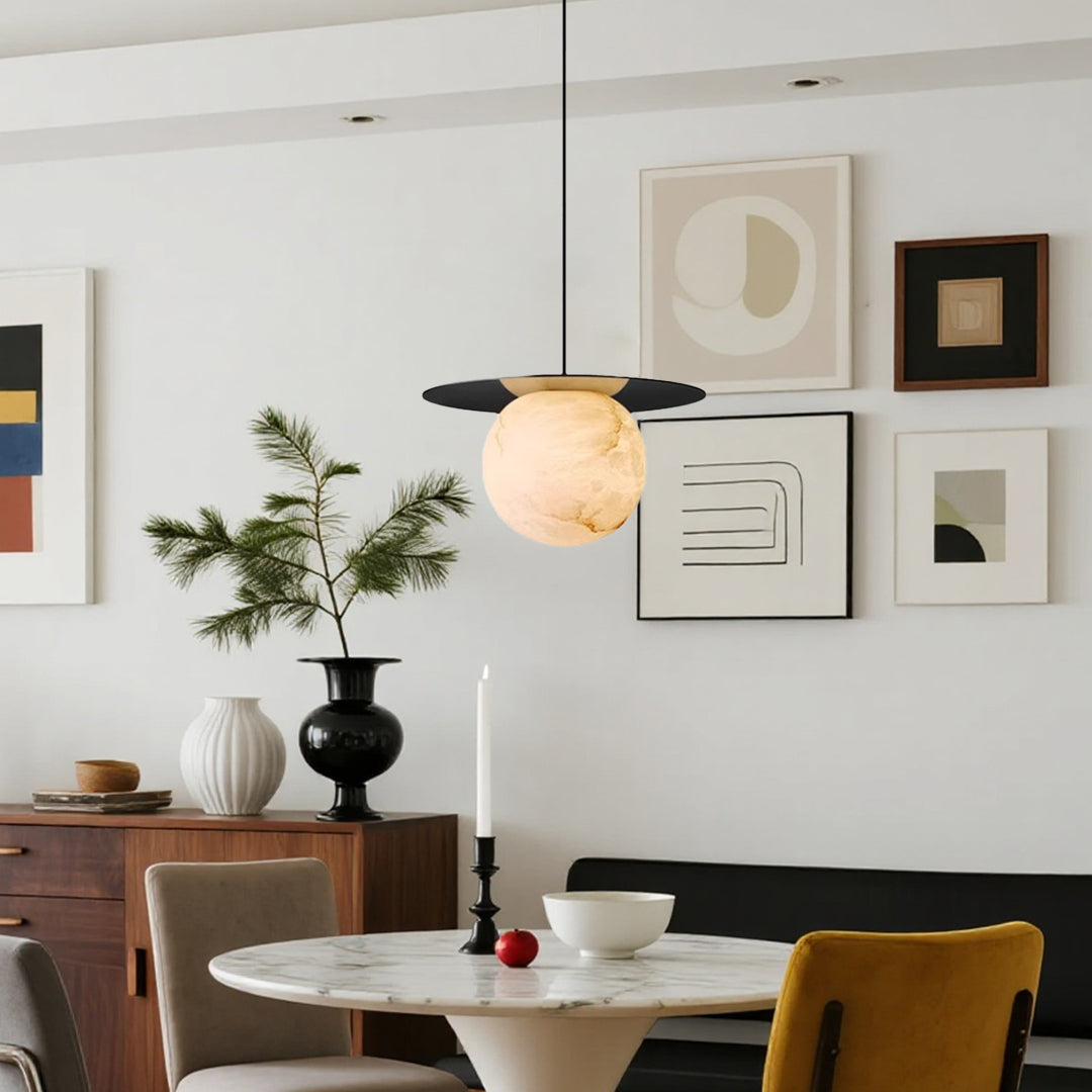 Ball Pendant Lights Nordic Natural Marble Full Copper Dining Table Lamp