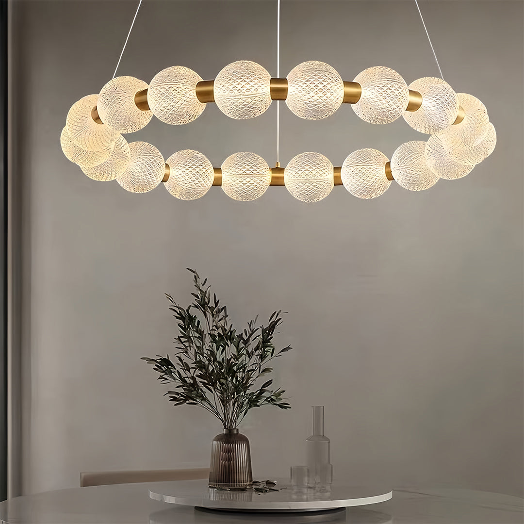 Glass Shade Chandelier Round Minimalist Luxury Island Ceiling Light