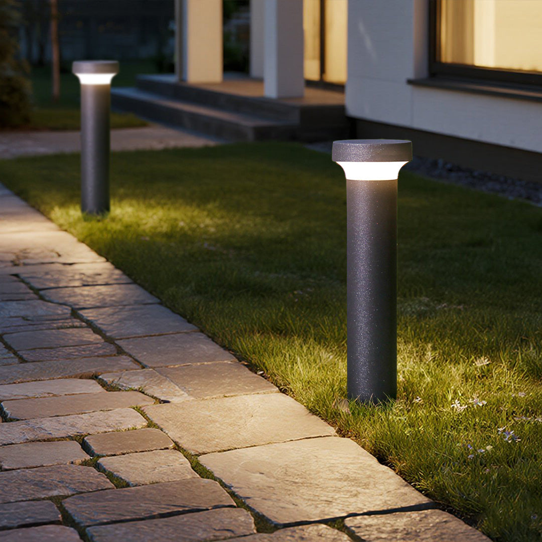 Modern Front Lawn Bollard Light | Black LED Path Lights