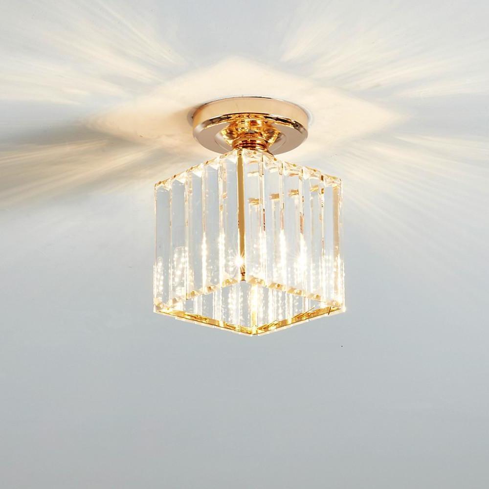 Crystal Foyer Semi Flush Mount Lighting Modern Ceiling Lights