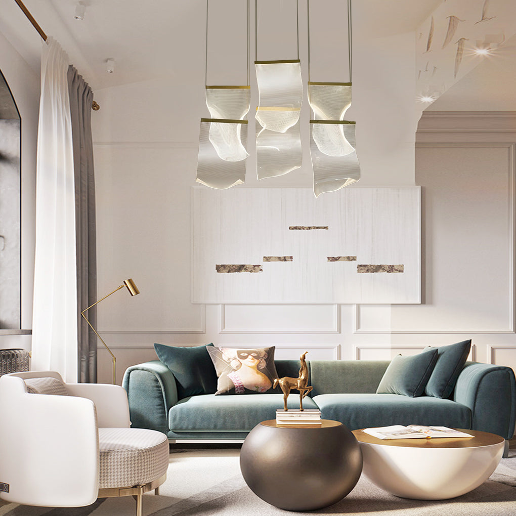 Acrylic Chandeliers Irregular Curled LED Ceiling Light