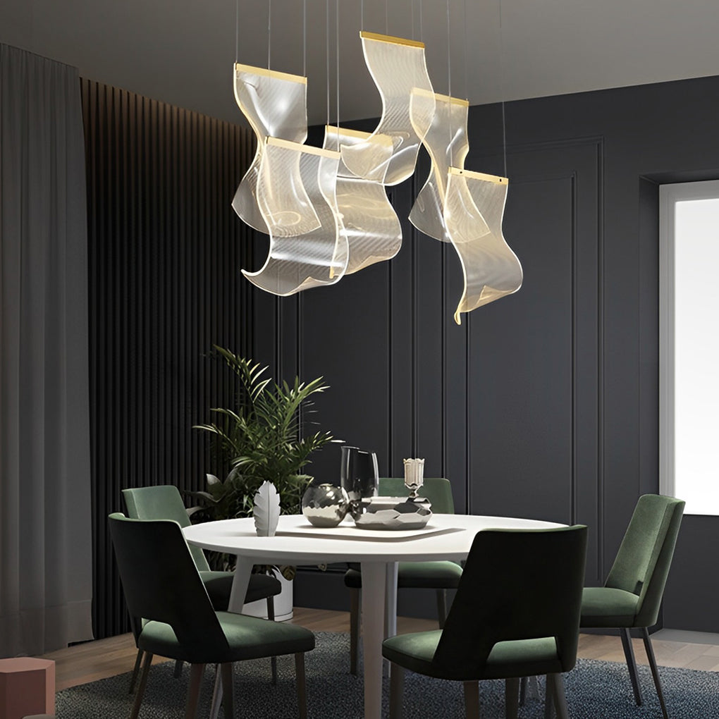 Acrylic Chandeliers Irregular Curled LED Ceiling Light