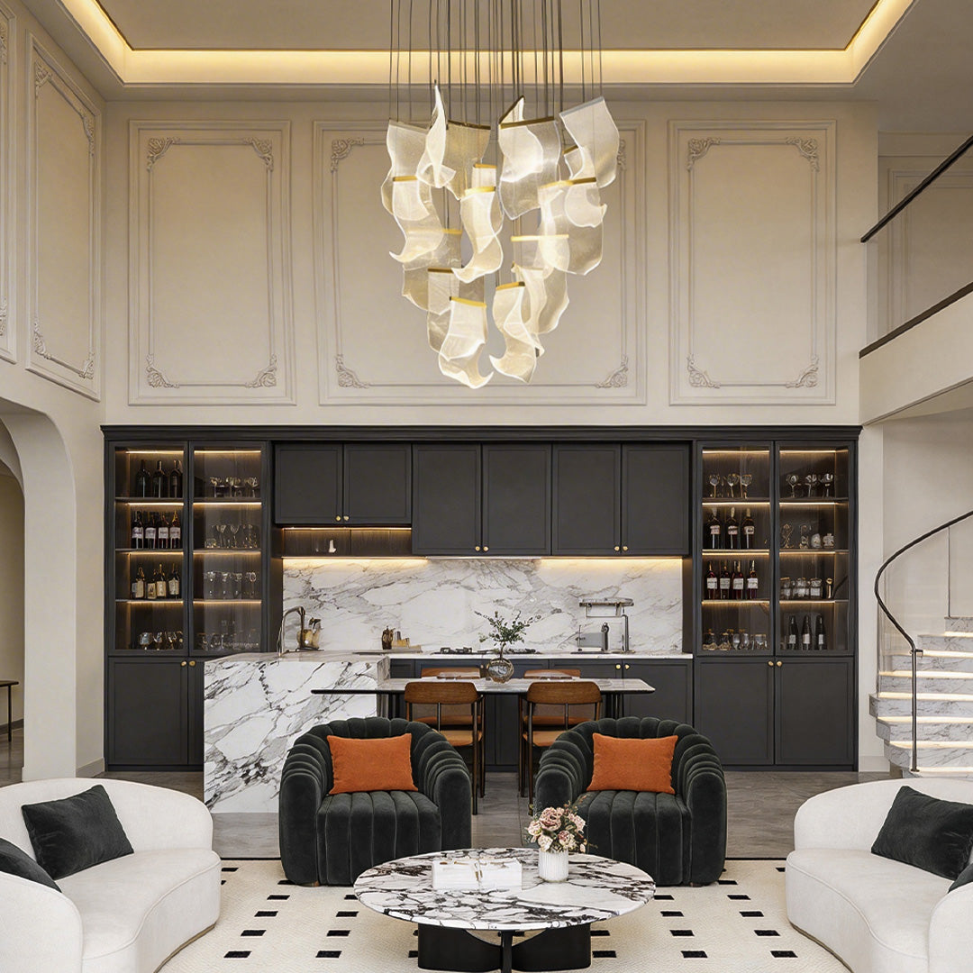 Acrylic Chandeliers Irregular Curled LED Ceiling Light