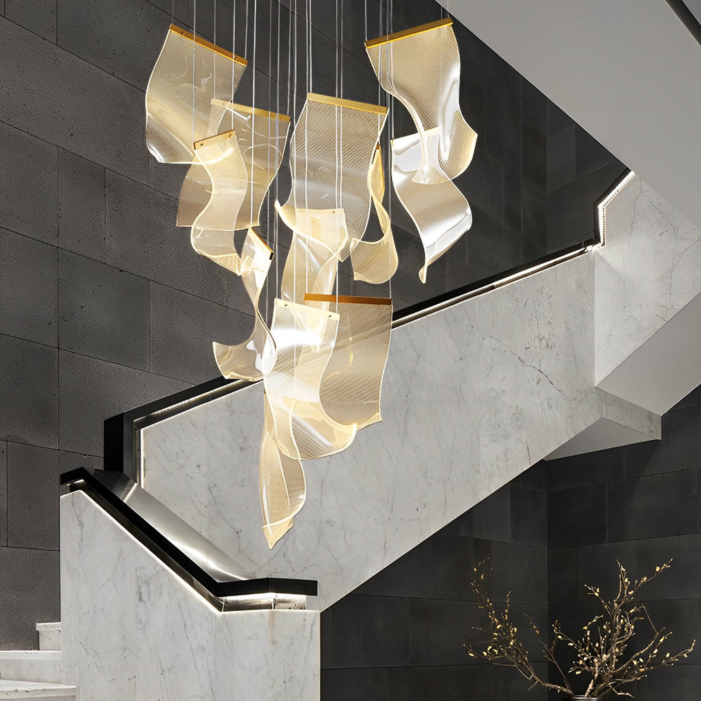 Acrylic Chandeliers Irregular Curled LED Ceiling Light