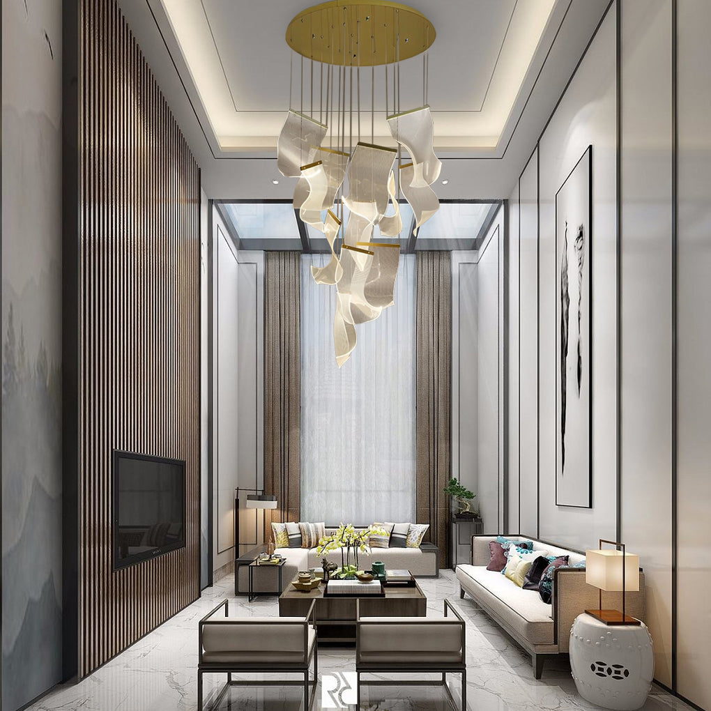 Acrylic Chandeliers Irregular Curled LED Ceiling Light