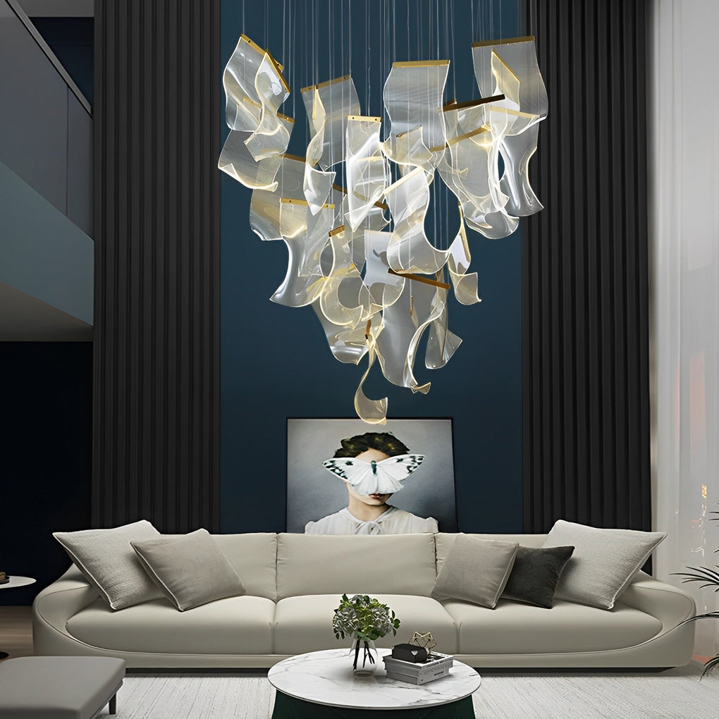 Acrylic Chandeliers Irregular Curled LED Ceiling Light