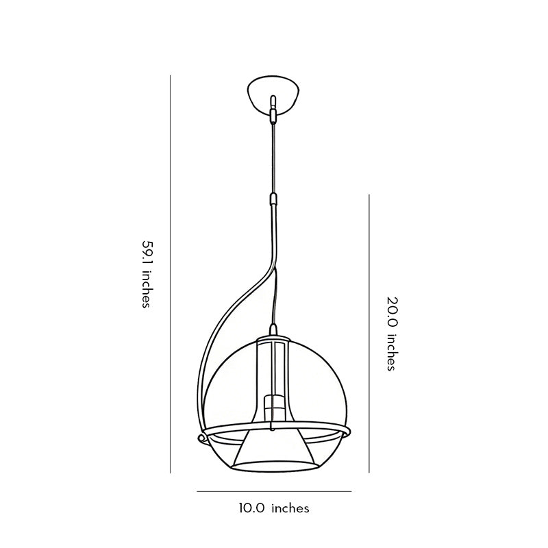 Amber Glass Globe Pendant Light Nordic Metal Ceiling Light
