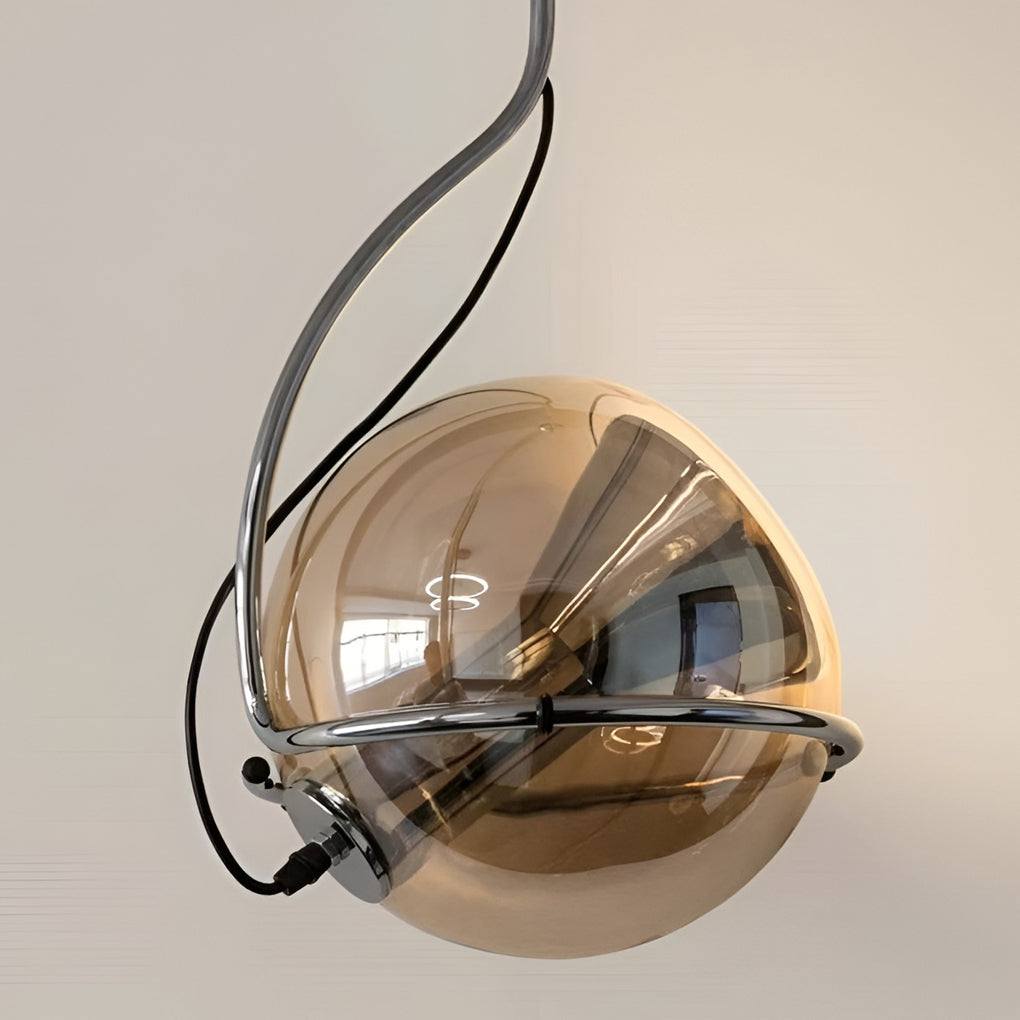 Amber Glass Globe Pendant Light Nordic Metal Ceiling Light