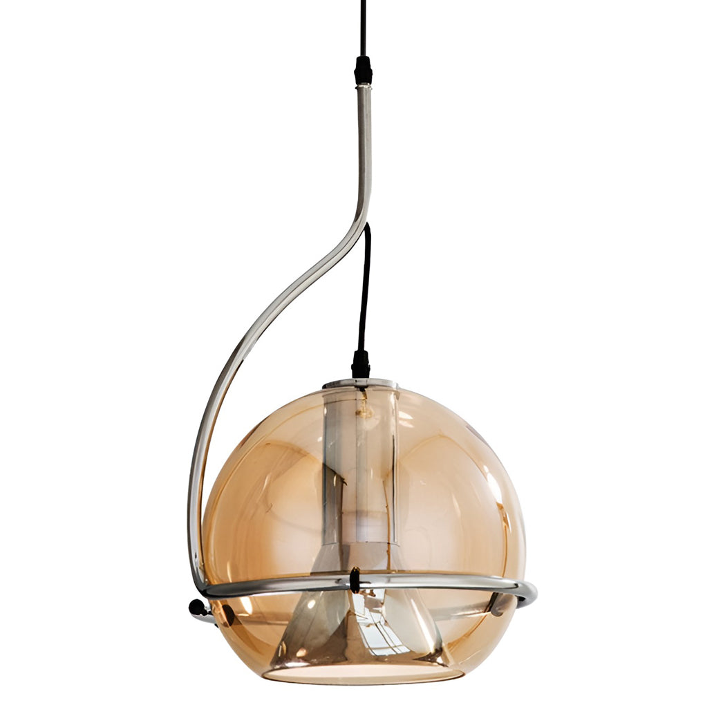 Amber Glass Globe Pendant Light Nordic Metal Ceiling Light