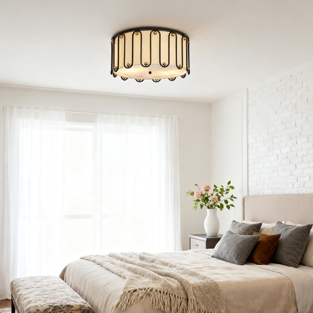 Drum Ceiling Light Flush Mount American Vintage Round Unique Lights
