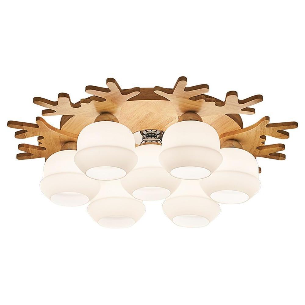 Globe Ceiling Lamp Nordic Style Wooden Glass LED Light