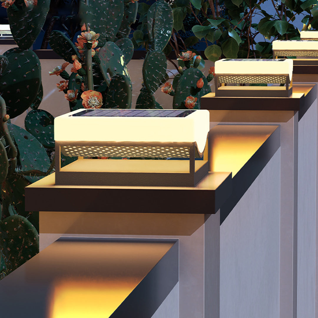 Contemporary Outdoor Pillar Lights Waterproof Solar-Powered