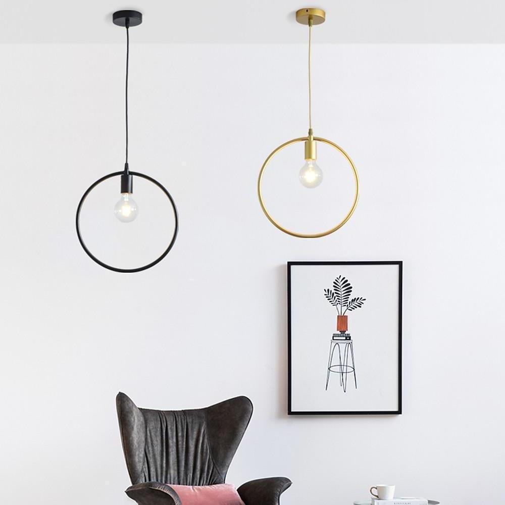 Metal Black and Gold Ceiling Light Rounded Square Pendant Lighting
