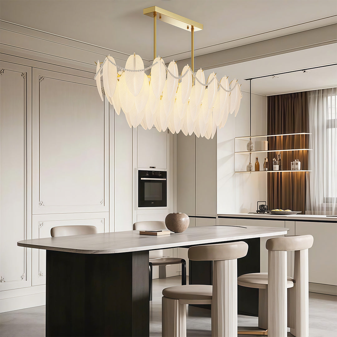 Feathers Chandelier Modern Full-Copper Pearl Ceiling Light