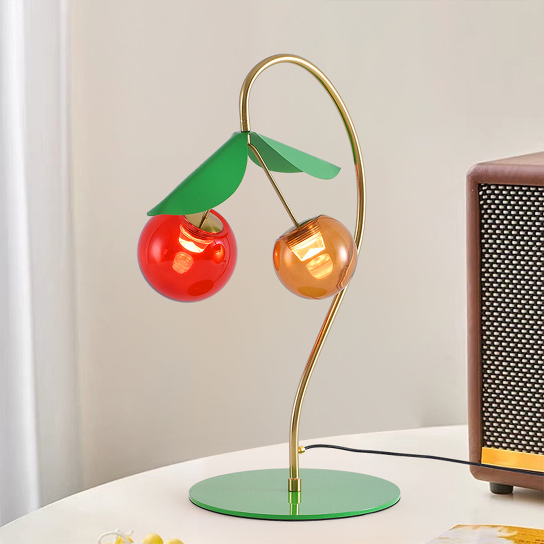 Stained Glass Modern LED Table Lamps Nordic Creative Cherry LED Dual-Head Lamps