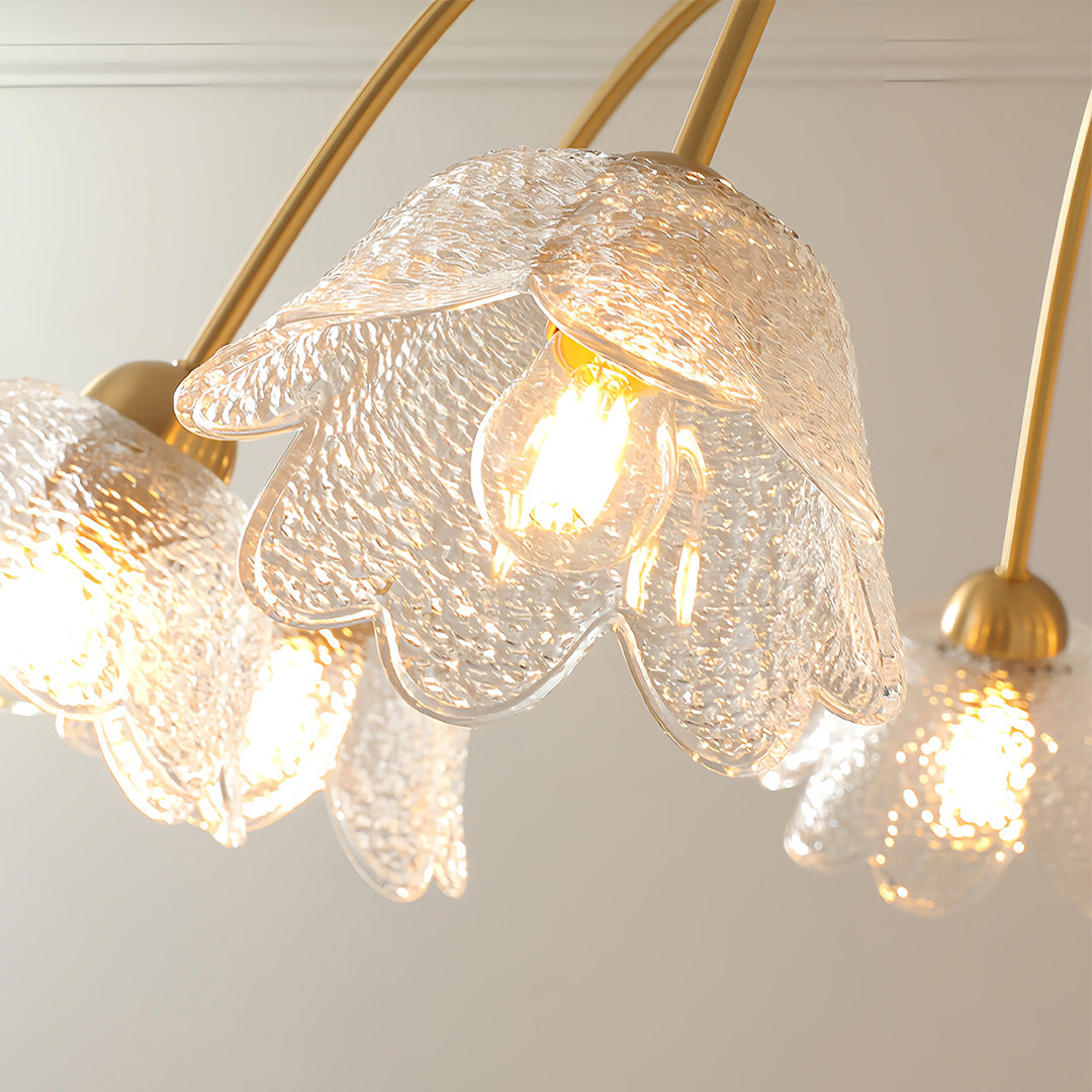 Glass Shades Chandelier Flower Shaped French Style Clear Ceiling Light