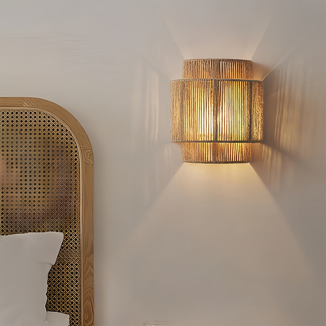 Japanese Wall Sconce Light Wabi Sabi Hemp Rope Wall Lamp
