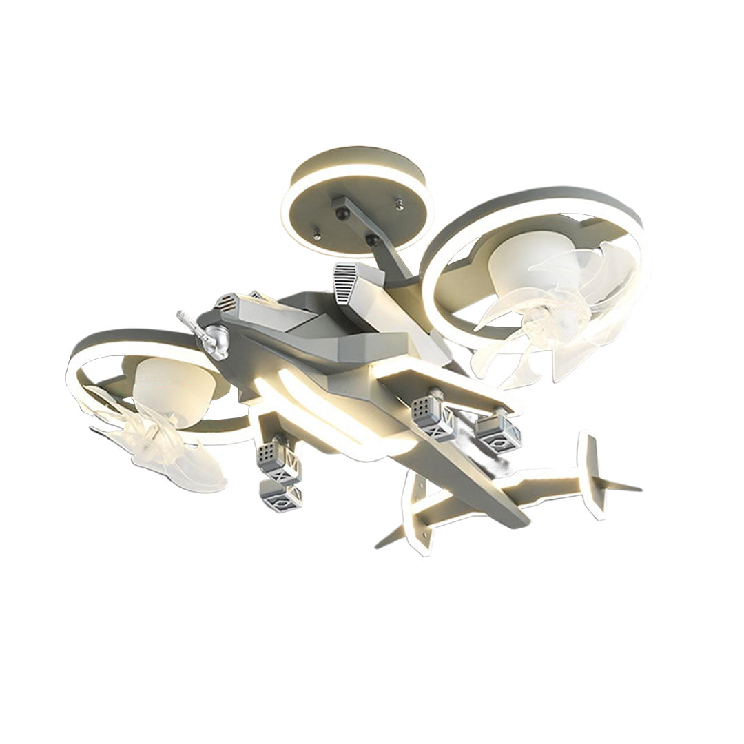 Kids Ceiling Fan With Light Fighter Jet Shaped wide-spectrum Fan Light