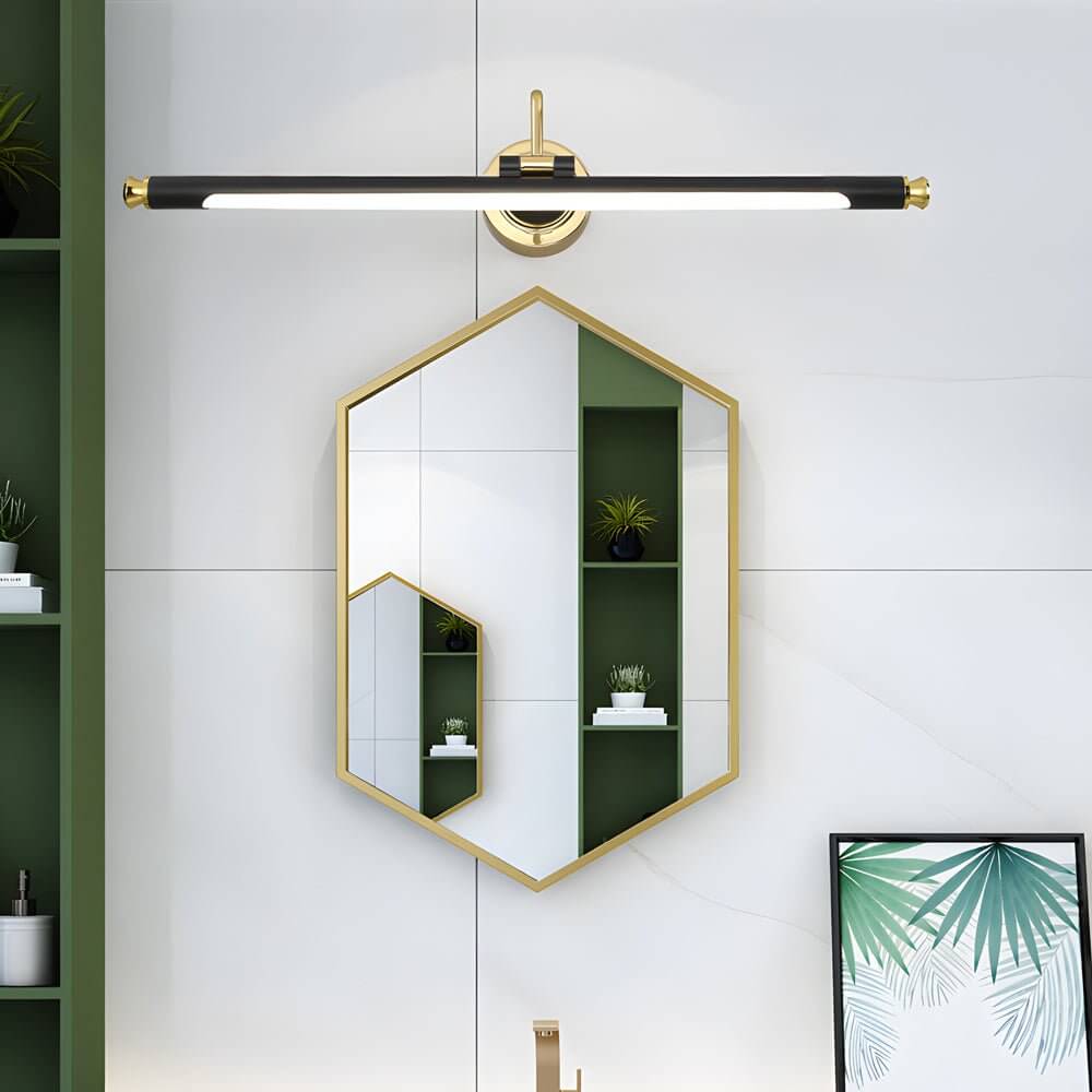 Bathroom Vanity Light Black and Gold Rotating Linear Light