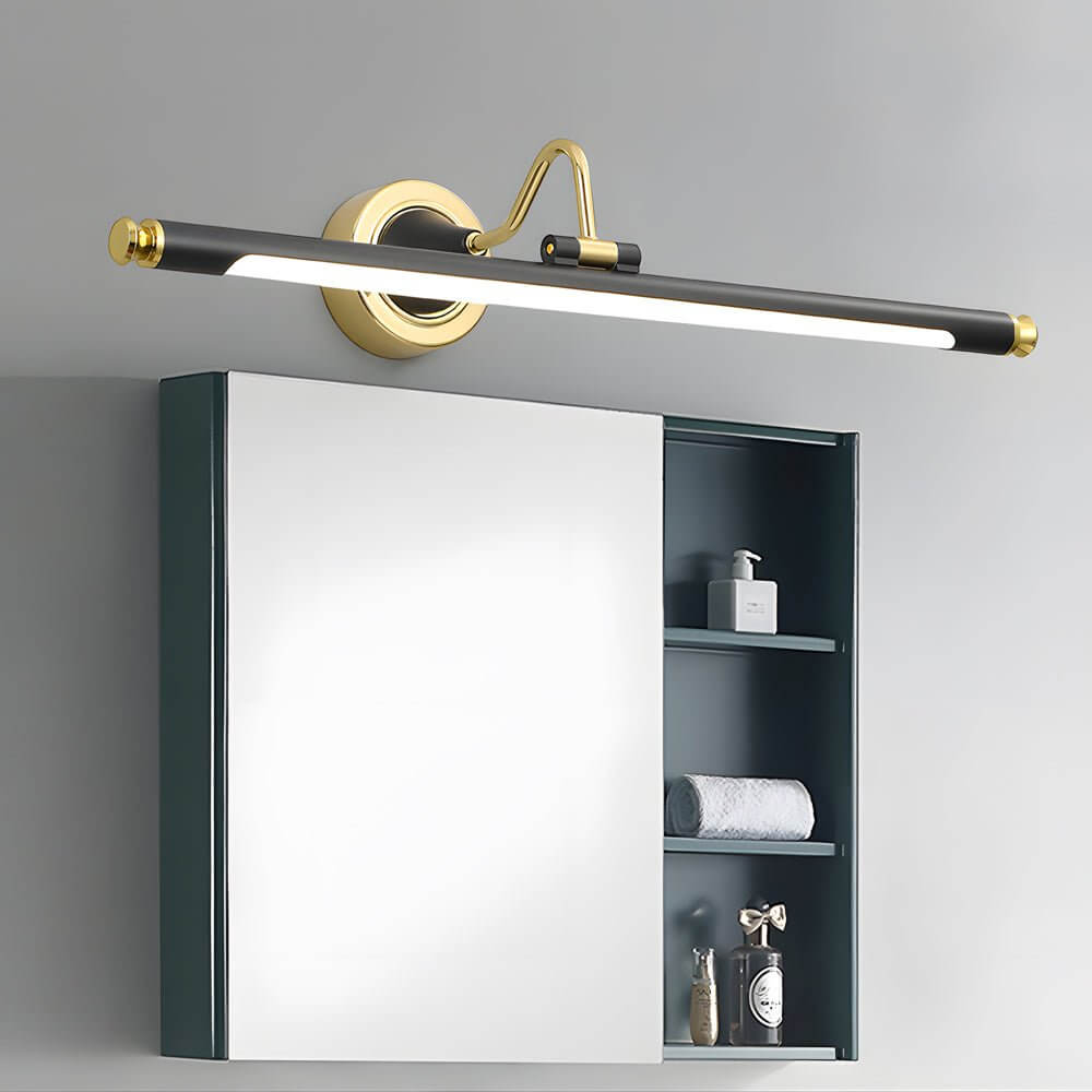 Bathroom Vanity Light Black and Gold Rotating Linear Light