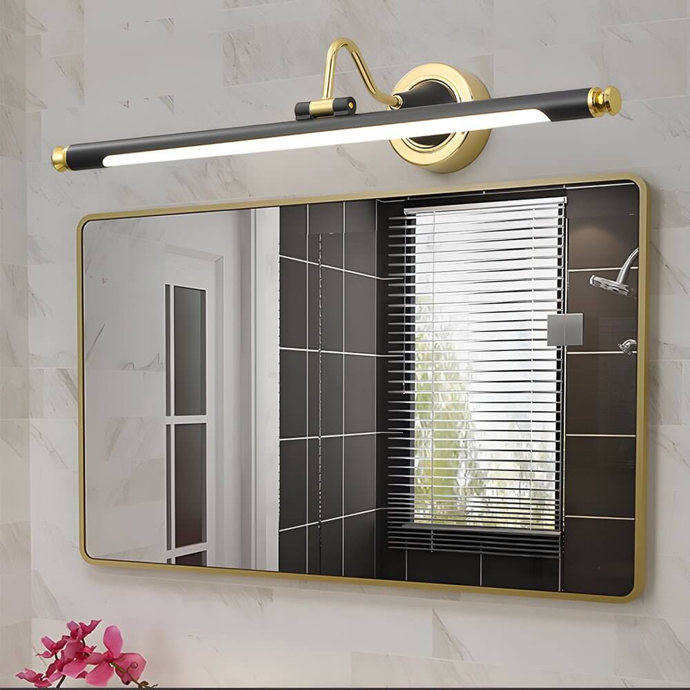 Bathroom Vanity Light Black and Gold Rotating Linear Light
