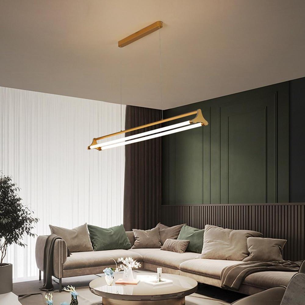 Double LED Bar Lights Gold Metal Dimmbale Pendant Lights