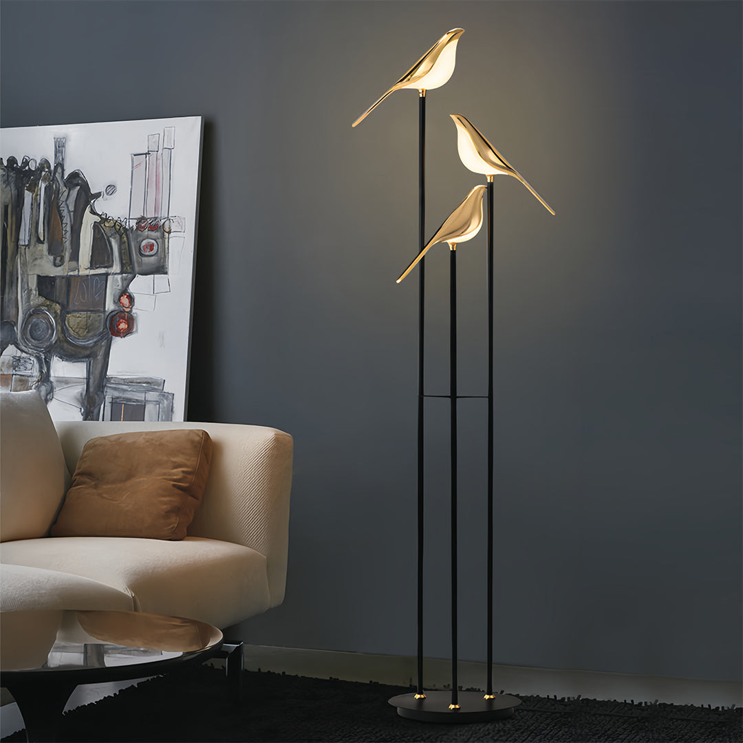 Bird Floor Lamp with 3 Heads Contemporary Artistic Accent Lamp