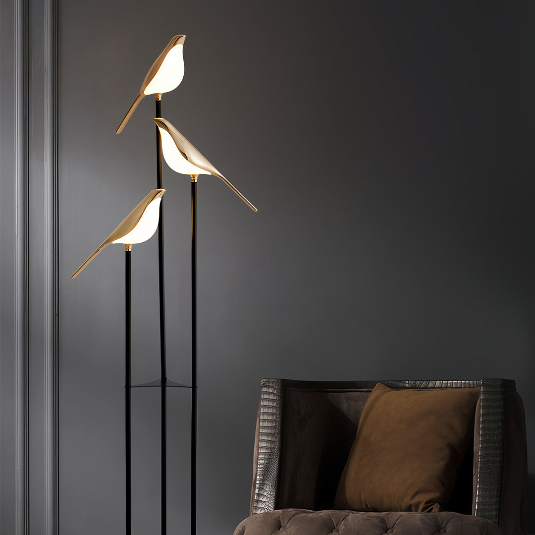 Bird Floor Lamp with 3 Heads Contemporary Artistic Accent Lamp