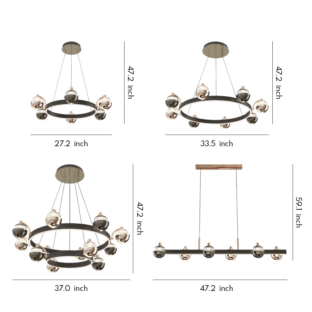 Black and Gold Modern Chandelier Acrylic LED Ceiling Light