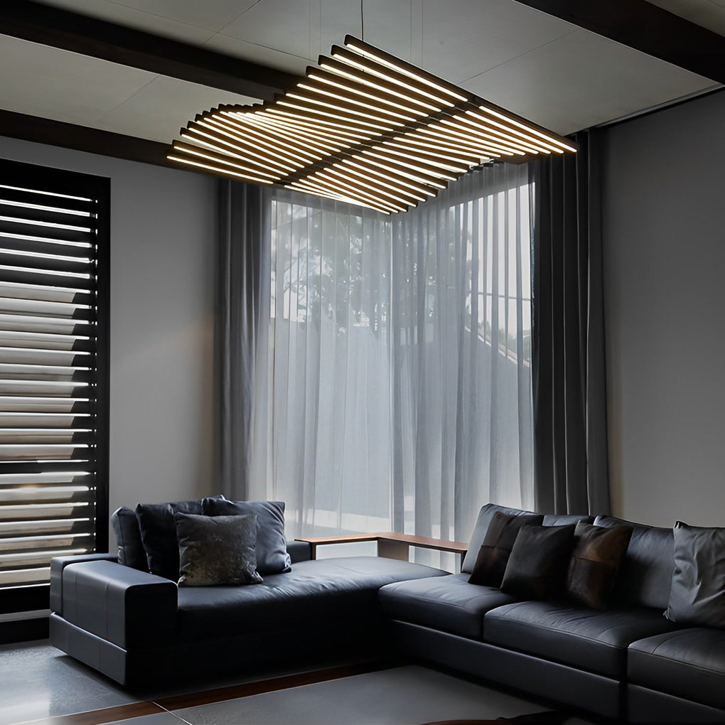 [Open-Box]Waves Fishbone Strip Stepless Dimming LED Nordic Chandelier Pendant Light