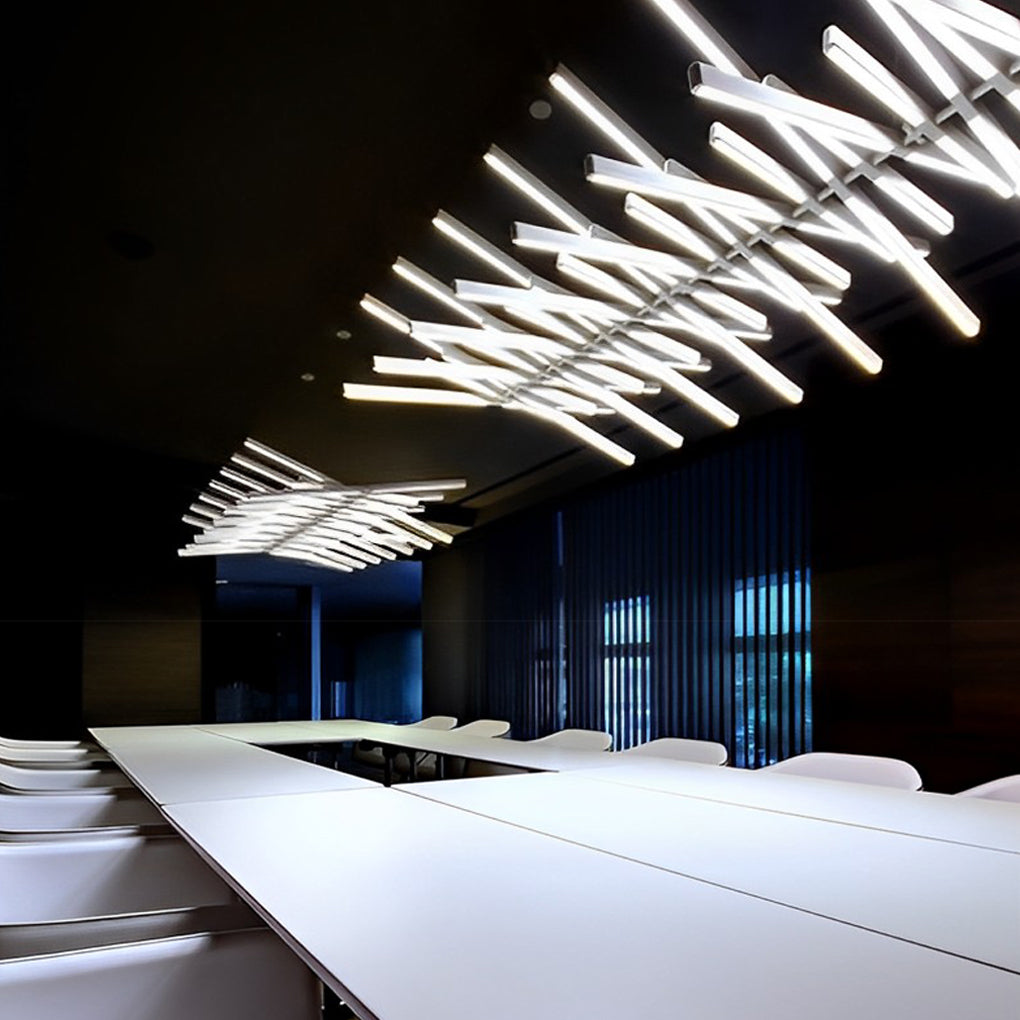 [Open-Box]Waves Fishbone Strip Stepless Dimming LED Nordic Chandelier Pendant Light