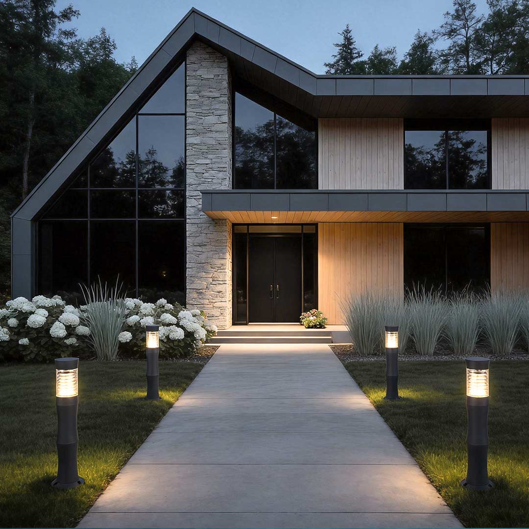 Black Bollard Garden Lights Modern Minimalist Outdoor Light