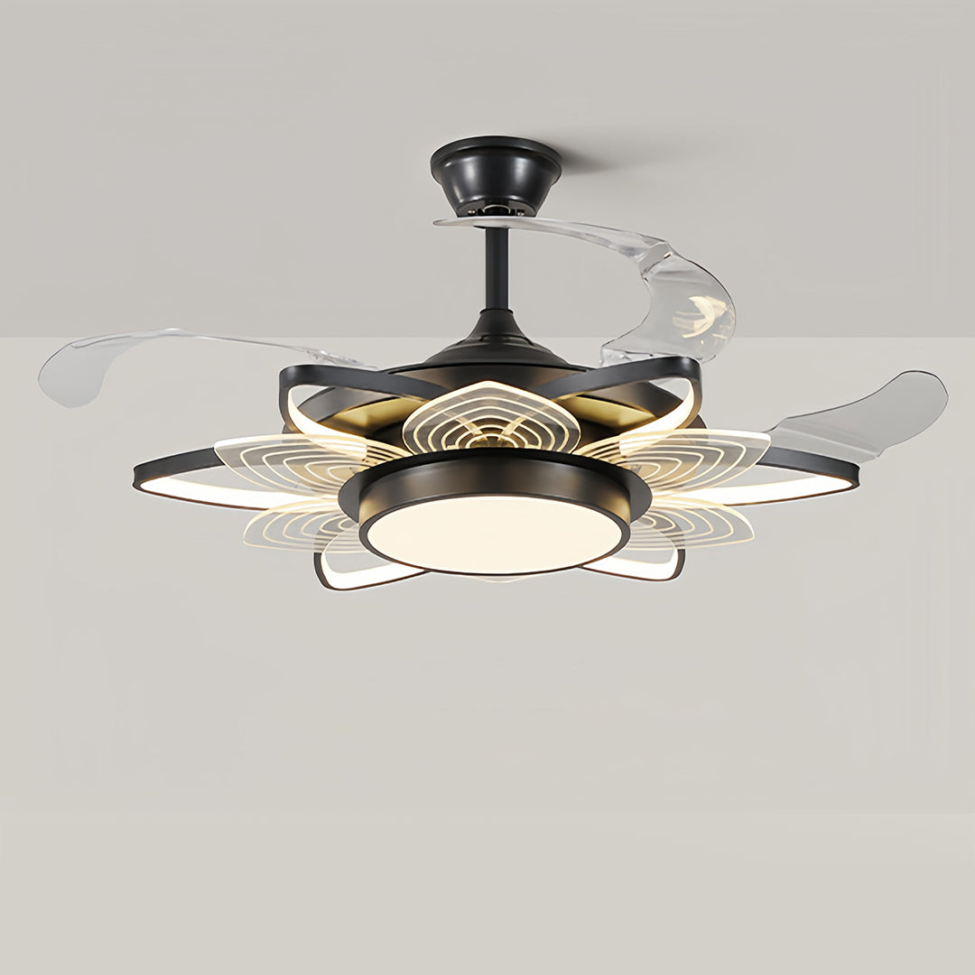 Black Modern Ceiling Fan with Light Minimalist Style Iron Body Light