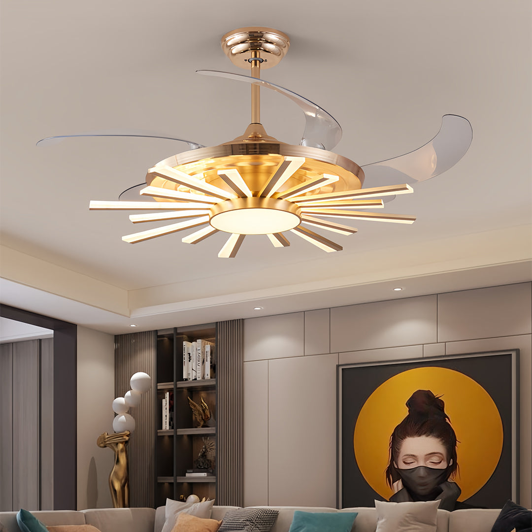 Modern Black Ceiling Fan with Light Luxury Multi-head Iron Body Light