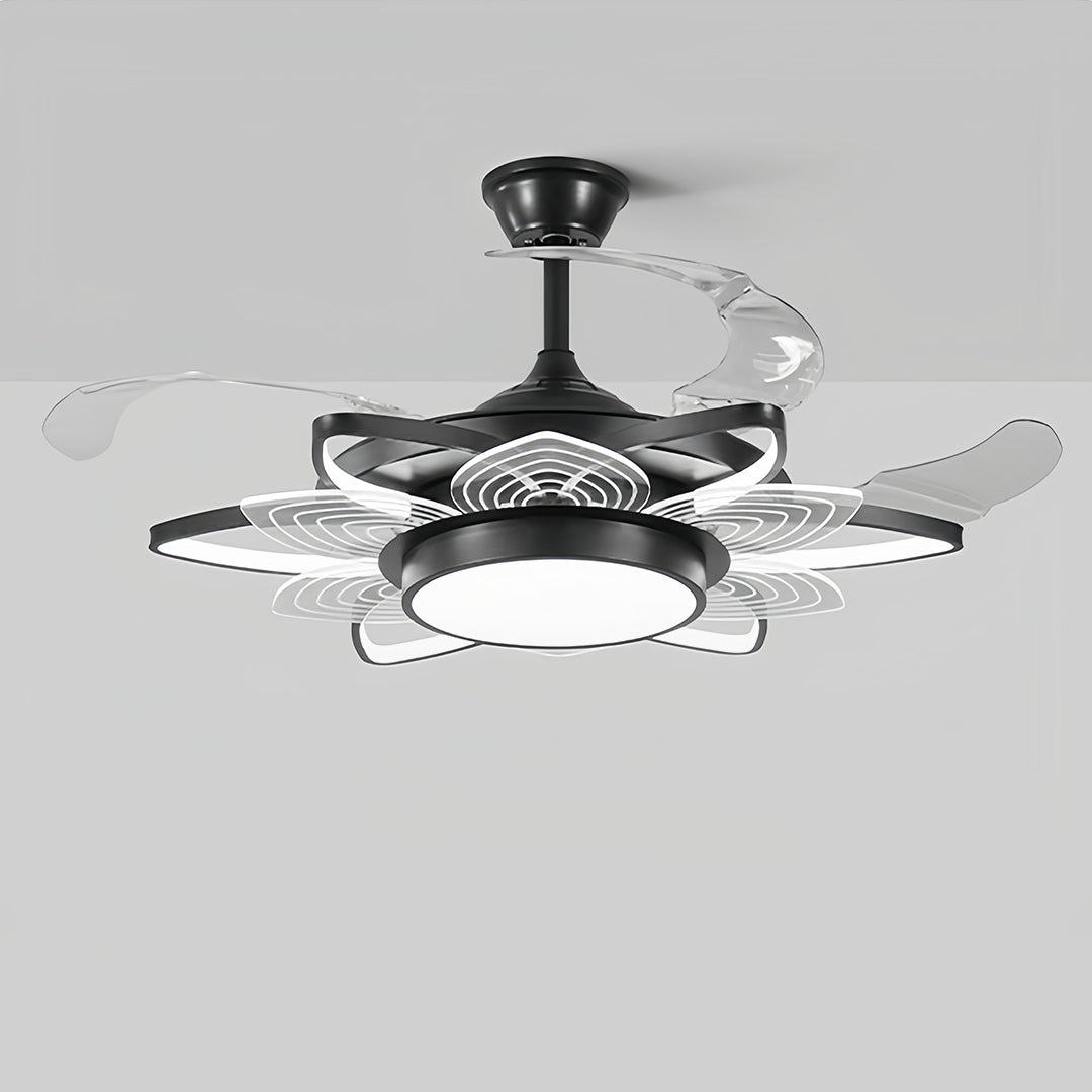Black Modern Ceiling Fan with Light Minimalist Style Iron Body Light