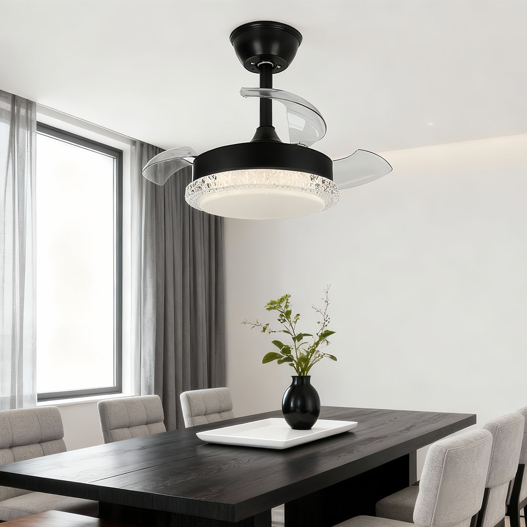 3 Blade Ceiling Fan with Light Flush Mount Quiet Fan Lamp