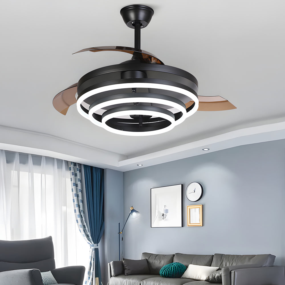Black Fan with Light Modern Adjustable LED Metal Light