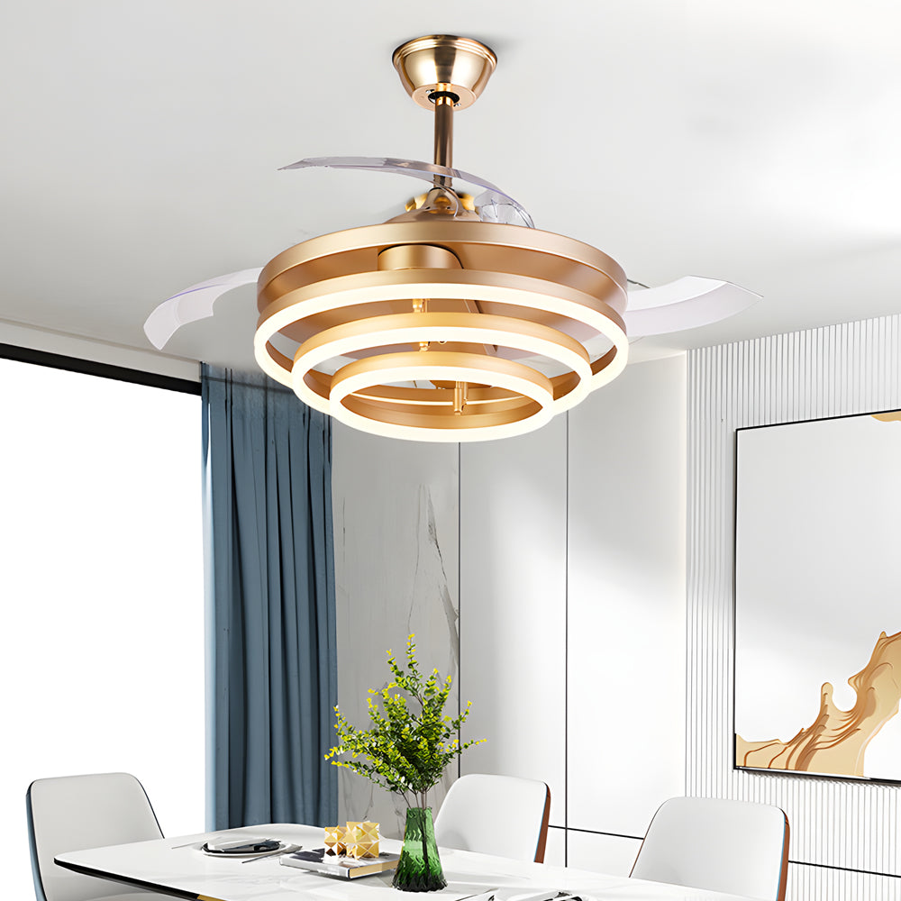 Black Fan with Light Modern Adjustable LED Metal Light