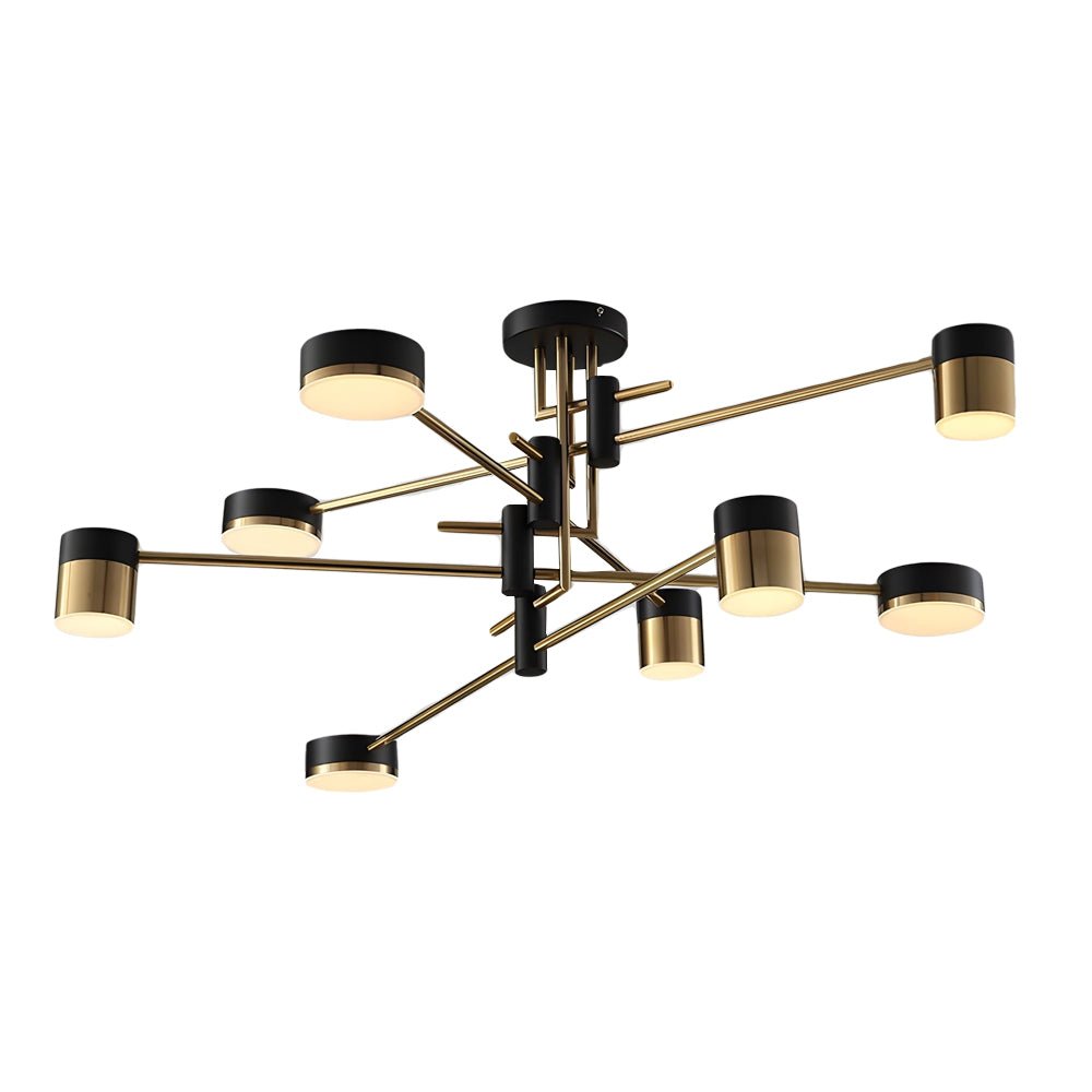 Black and Gold Sputnik Ceiling Light Geometric Radial Light