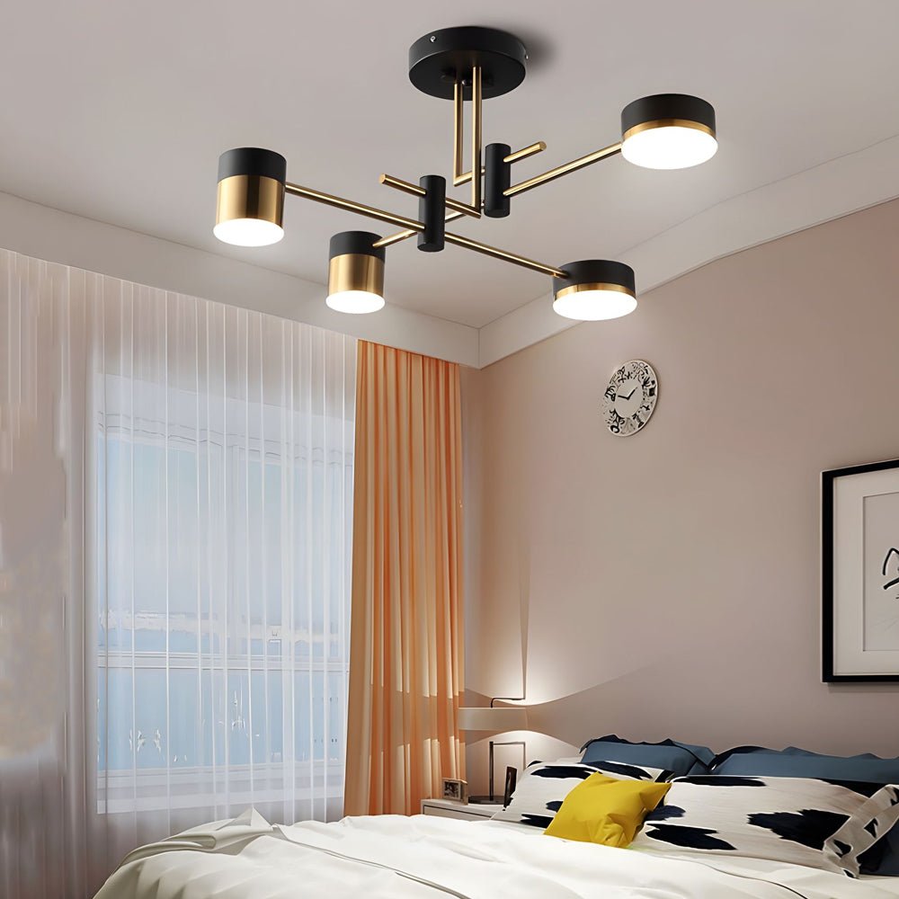 Black and Gold Sputnik Ceiling Light Geometric Radial Light