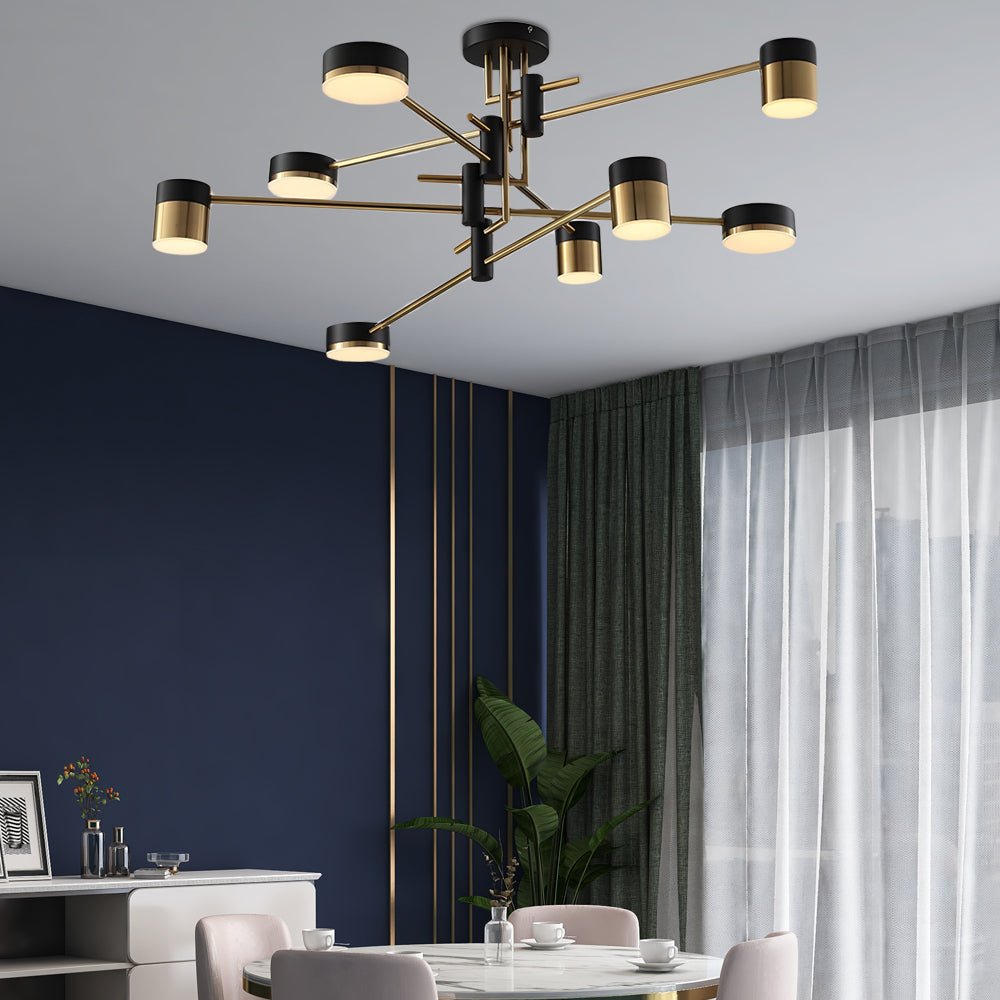 Black and Gold Sputnik Ceiling Light Geometric Radial Light