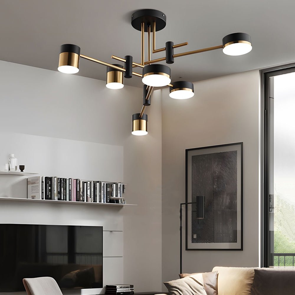 Black and Gold Sputnik Ceiling Light Geometric Radial Light