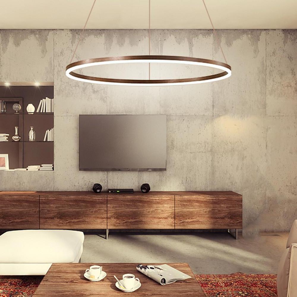 Black LED Ring Chandelier Modern Aluminum Ceiling Light
