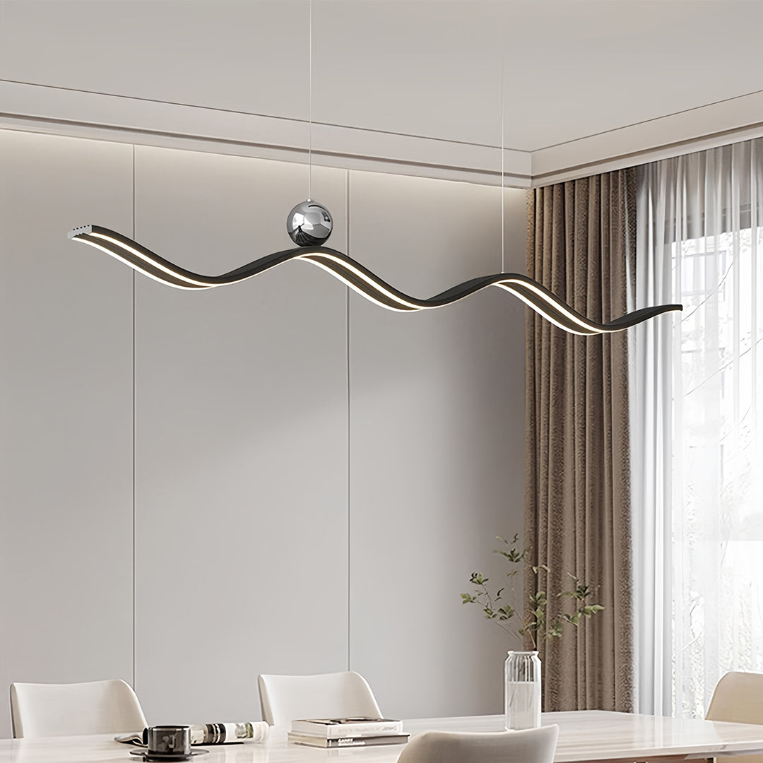 Linear LED Pendant Light Contemporary Wave Shaped Ceiling Light
