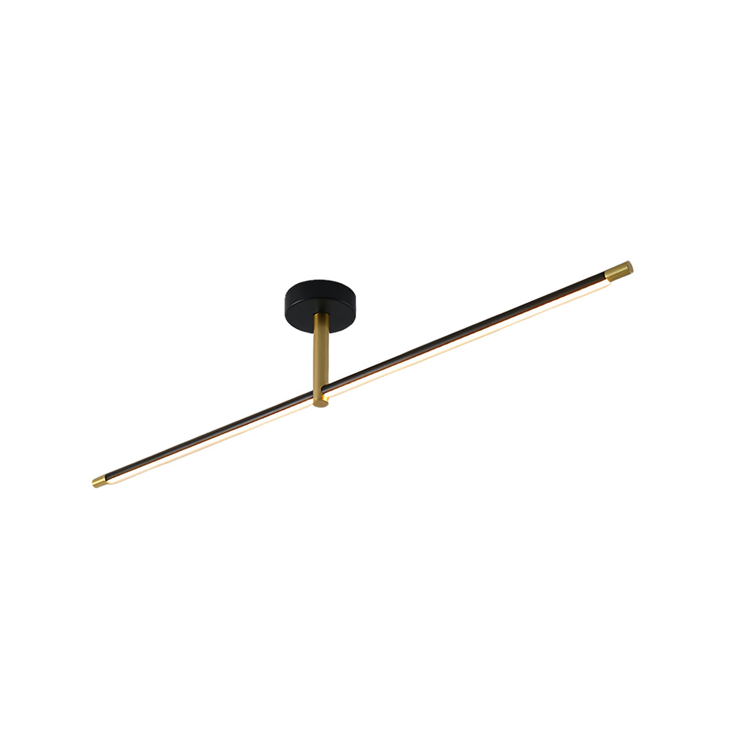 Linear Semi Flush Mount Light Minimalist Black Gold LED Ceiling Lamp