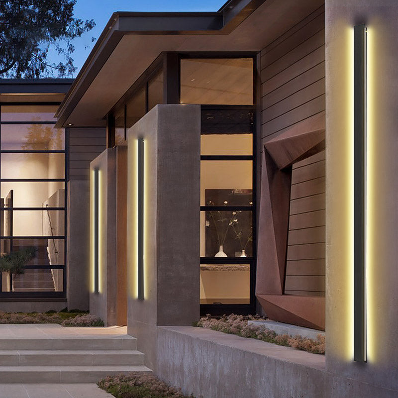 Black Linear Wall Light LED Modern Waterproof Outdoor Light