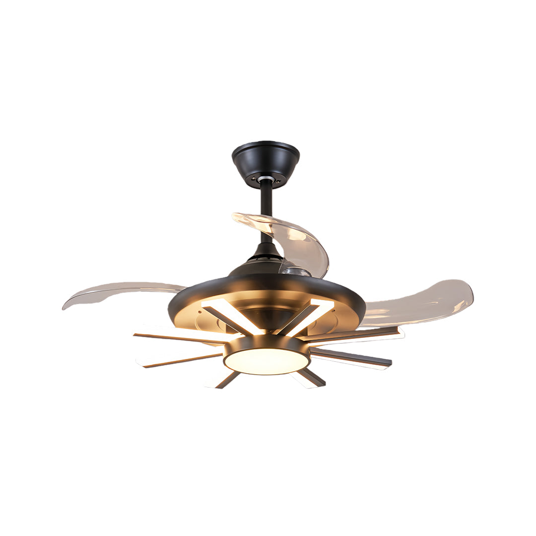 Modern Black Ceiling Fan with Light Luxury Multi-head Iron Body Light