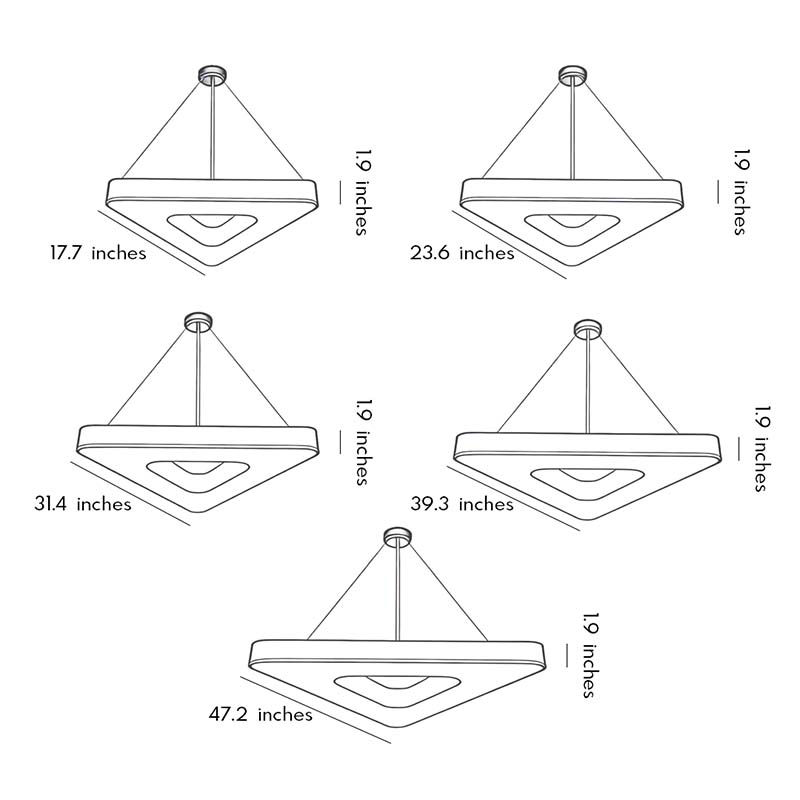 Black Modern Chandeliers Creative LED Triangular Ceiling Light