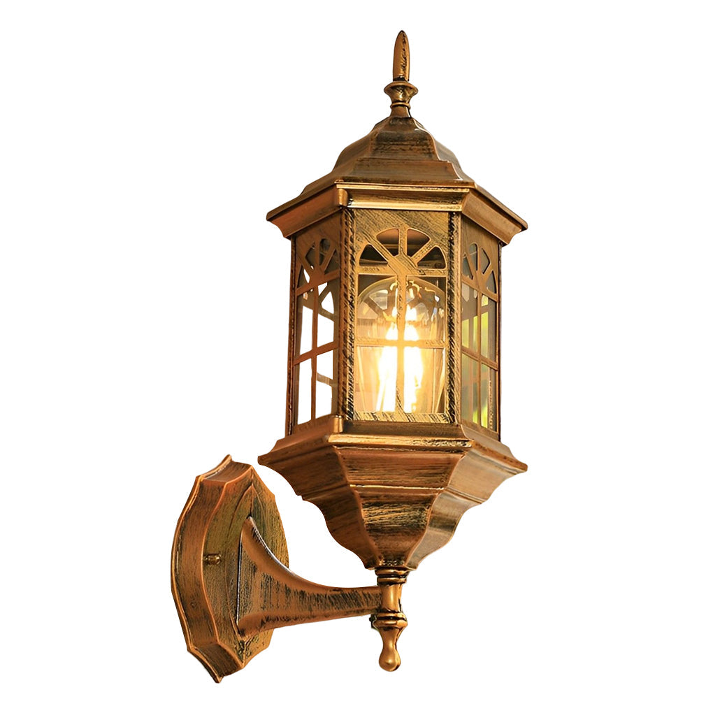 Black Outdoor Lantern Sconce European Waterproof LED Light